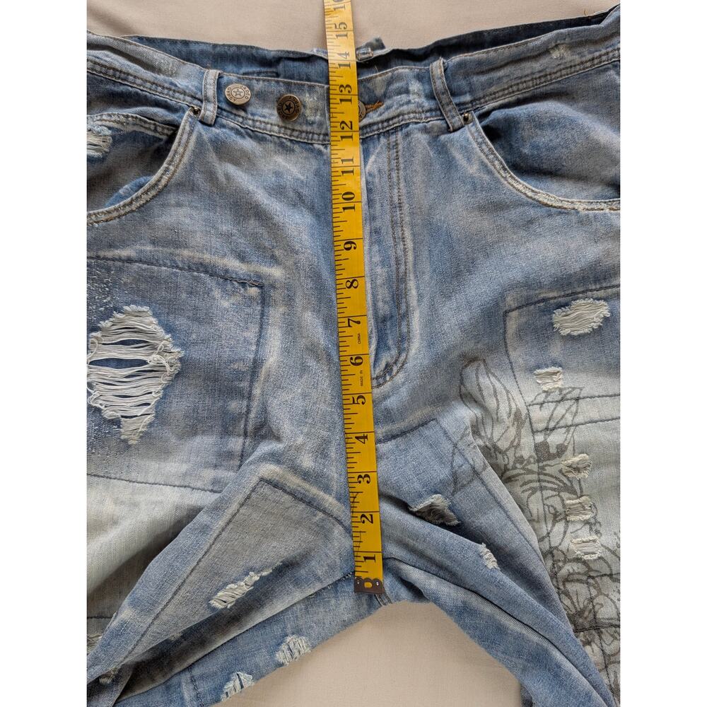 Jaded Gypsy Peace&Love Jeans Distressed Boho Chic Patchwork S/M Coastal Cowgirl - Picture 15 of 16